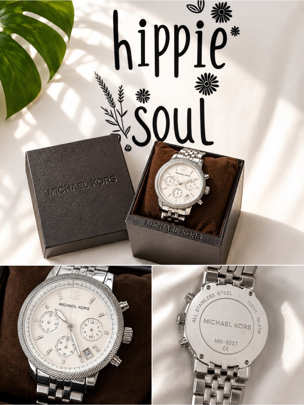 Michael Kors Men’s Silver Stainless Steel Chronograph Watch with White Dial